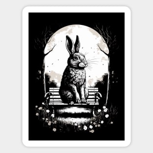 Giant Rabbit On Park Bench Bunny Lovers Magnet